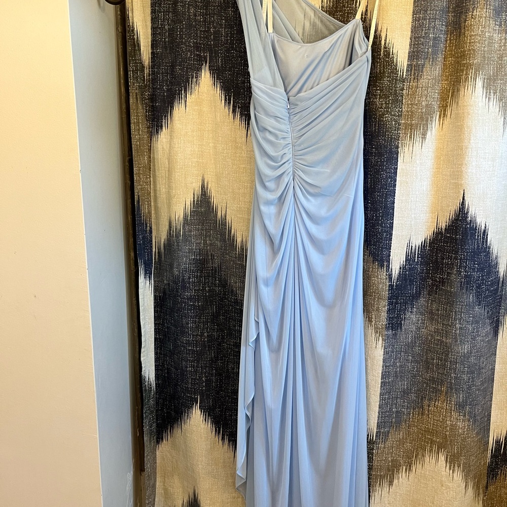 David's Bridal Sky Blue One-Shoulder Gown - Picture 3 of 4